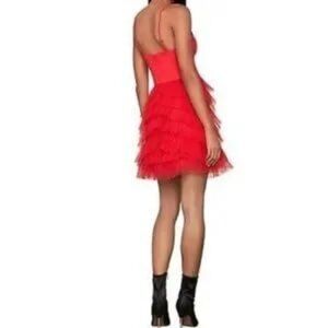 BCBMAXAZRIA Women's Red Tulle Mini Cassandra Party Dress
